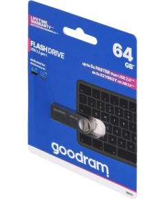 GOODRAM FLASHDRIVE 64GB UNO3 SILVER USB 3.2 Gen 1