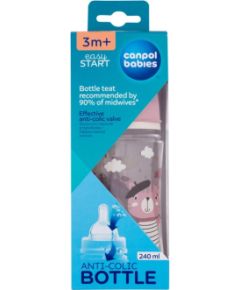 Canpol Bonjour Paris / Easy Start Anti-Colic Bottle 240ml Pink 3m+