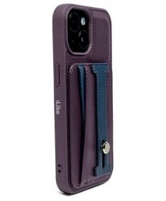 iLike iPhone 15 Pro LEATHER POCKET STAND COVER Apple Purple