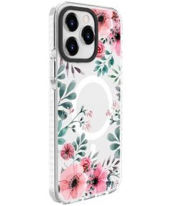 Evelatus iPhone 15 Pro Max PC+TPU With MagSafe Customized Print Flower Apple Transparent