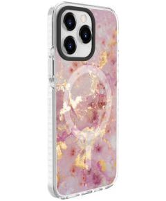 Evelatus iPhone 15 Pro PC+TPU With MagSafe Customized Print Marble Apple Pink