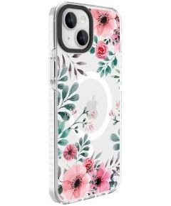 Evelatus iPhone 15 Plus PC+TPU With MagSafe Customized Print Flower Apple Transparent