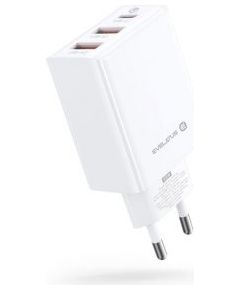 Evelatus Travel Charger EU Wall 3 Ports 32W USB-C / USB-A2 ETC06  White