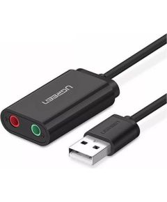 External USB audio card UGREEN 15cm (black)