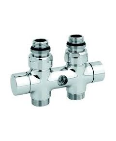 Carlo Poletti Rad. dubultbloks Twinvalve Thermo 1/2` x 24-19, taisns, balts (50mm)