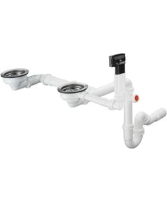 Hansgrohe virtuves izlietnes sifons ar izplūdi un pārplūdi D17-10, 1½ x40/50 mm, balta plastmasa