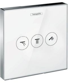 Hansgrohe iebūvējamā ventiļa ShowerSelect virsapmetuma daļa, 3 funkcijas, balts stikls/hroms