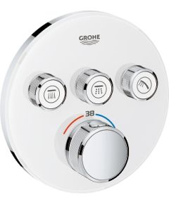 Grohe iebūvējamā dušas termostata SmartControl round virsapmetuma daļa, ar 3 izejām, balts/hroms