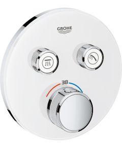 Grohe iebūvējamā dušas termostata SmartControl round virsapmetuma daļa, ar 2 izejām, balts/hroms