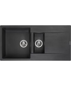 Reginox virtuves izlietne Amsterdam 15, 1.5 bļoda ar plauktu, 1000x500 mm, black silvery Virtuves izlietnes