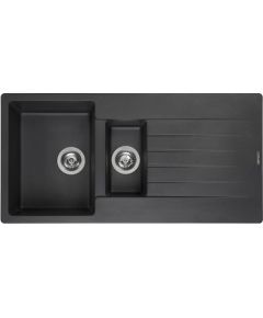 Reginox virtuves izlietne Harlem 15, 1.5 bļoda ar plauktu, 1000x500 mm, black silvery