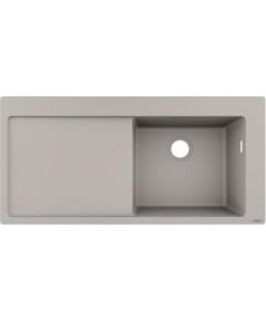 Hansgrohe virtuves izlietne S514-F450, viena bļoda ar plauktu, 1050x510 mm, concrete grey