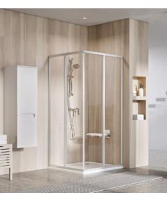 Ravak dušas durvis stūrim SRV2-S, 1000 mm, h=1950, balts/caurspīdīgs stikls