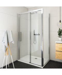 dušas siena ECDBN, 900 mm, h=2000, melns/caurspīdīgs stikls