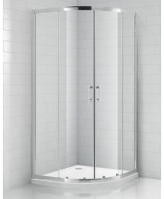 dušas stūris OBR2, 900x900 mm, h=1850, r=550, briliants/caurspīdīgs stikls