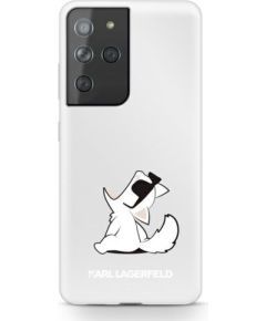 KLHCS21LCFNRC Karl Lagerfeld PC|TPU Choupette Eats vāciņš Samsung Galaxy S21 Ultra caurspīdīgs