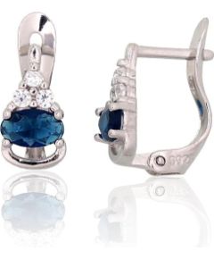 Sudraba auskari ar 'angļu' slēdzēju #2201515(PRh-Gr)_CZ+CZ-B, Sudrabs 925°, rodijs (pārklājums), Cirkoni, 1 gr. Ar "angļu" slēdzēju