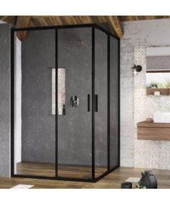 Ravak dušas durvis stūrim BLSRV2K, 1000 mm, h=1950, melns/caurspīdīgs stikls