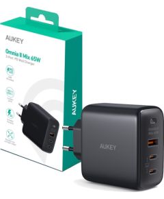 Aukey AUEKY Omnia II Mix PA-B6T Wall charger 1x USB 2x USB-C Power Delivery 3.0 65W Black