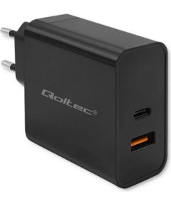 Qoltec 52381 Super Quick PD charger | 1xUSB-C | 1xUSB| 90W | 5-20V | 2.4-4.35A | Black