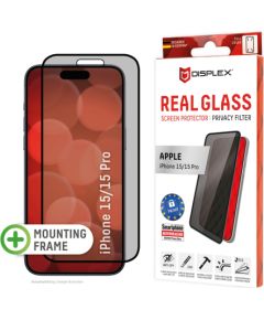 Apple iPhone 15/15 Pro Real 3D Screen Privacy Glass By Displex Black