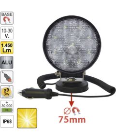 Darba lampa ar kliedētu gaismu, magnētisks stiprinājums, 9LED, 3W, JBM