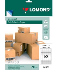 Lomond Self-Adhesive Paper Universal Labels, 65/38x21,2, A4, 50 sheets, White