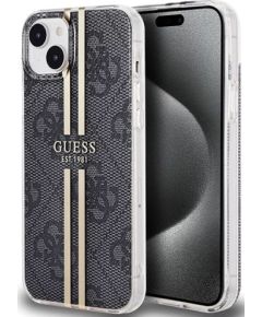 Guess -  iPhone 15 black hardcase IML 4G Gold Stripe Black