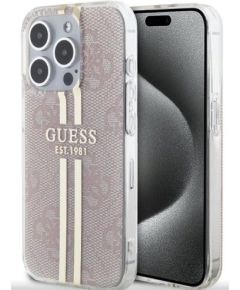 Guess Apple  iPhone 15 Pro IML 4G Gold Stripe Case Pink