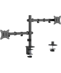 Gembird MA-D2-03 Adjustable desk mounted double monitor arm, 17”-32”, black