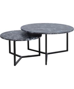 Coffee table AKIRA 2pcs set D80xH45cm, D60xH37cm, dark grey