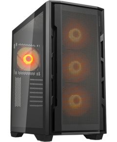 COUGAR | Uniface RGB Black | PC Case | Mid Tower / Mesh Front Panel / 4 x 120mm ARGB Fans / TG Left Panel / Black