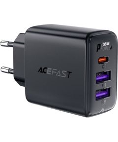 Wall charger Acefast A57 GaN 2xUSB-A+USB-C PD35W EU (black) Зарядные устройства