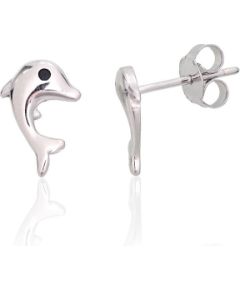 Sudraba auskari-puseti #2204092(PRh-Gr)_CZ-BK, Sudrabs 925°, rodijs (pārklājums), Cirkoni, 0.9 gr. Puseti