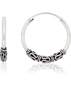 Серебряные серьги-кольца #2204007(POx-Bk), Серебро 830, оксид (покрытие), 2 гр.