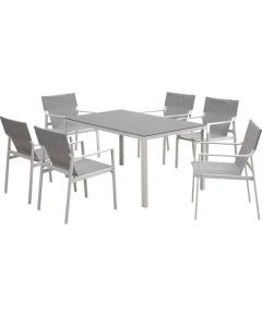 Garden furniture set OSMAN table and 6 chairs, light grey