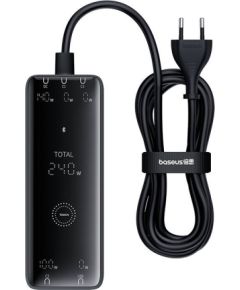 Digital Charger Baseus GaN , 3x USB-C + USB + DC, 240W + cable1m (black)