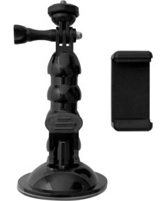 Hurtel GoPro stiprinājums ar piesūcekni GoPro, DJI, Insta360, SJCam, Eken sporta kamerām + adapteris viedtālrunim (GoPro auto piesūceknis)