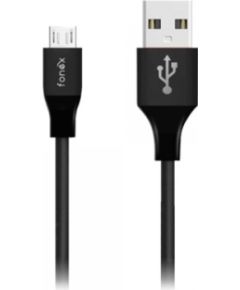 Data Cable USB to Micro USB 12W Ultra-Resistant 1m By Fonex Black