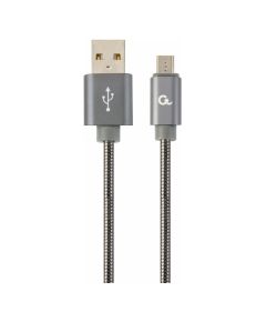 Gembird USB Male - Micro USB Male Premium spiral metal 2m Metallic Grey
