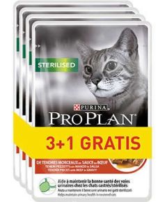 PURINA Pro Plan Sterilised Beef  - wet cat food - 85g 3+1