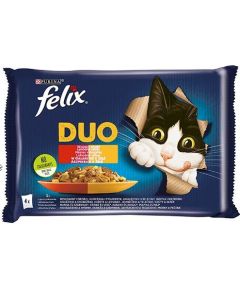 Purina Felix Fantastic Duo meat - beef and poultry, chicken and kidney, lamb and veal, turkey and liver - 4 x 85g