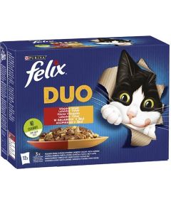 Purina Felix Fantastic Duo Country Flavours with Beef and Poultry, Chicken, Tzatziki, Lamb, Veal, Turkey and Liver in Jell-O -12 x 85g