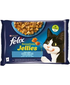 Purina Felix Sensations Mix - salmon, shrimps, ocean fish with tomatoes - wet cat food - 4x85 g