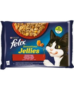 Purina Felix Sensations - beef with tomato and chicken with carrot in jelly - Wet food for cats - 4 x 85g
