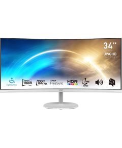 MSI PRO MP341CQWDE, LED monitor (86 cm (34 inches), white, WQHD, VA, curved, 100Hz panel)