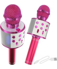 Goodbuy karaoke mikrofons ar iebūvētu Bluetooth skaļruni | 3W | aux | balss modulators | USB | Micro SD rozā