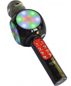 Goodbuy LED 360 karaoke mikrofons ar Bluetooth skaļruni | 5W | aux | balss modulators | USB | Micro SD melns