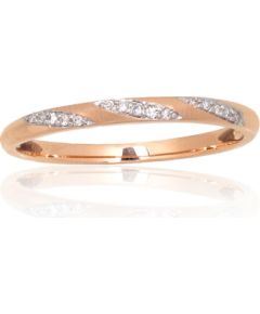 Золотое кольцо #1101173(Au-R+PRh-W)_DI, Красное Золото 585°, родий (покрытие), Бриллианты (0,04Ct), Размер: 17, 1.23 гр.