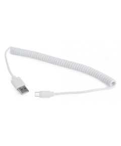 Gembird Coiled Micro-USB cable, 1.8m, white
